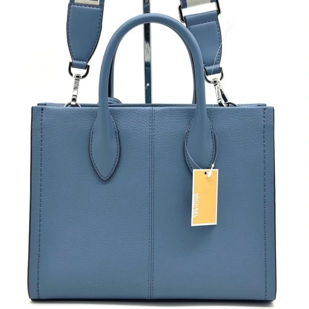 Michael Kors Mirella Small Pebbled Leather Crossbody Bag Blue Denim